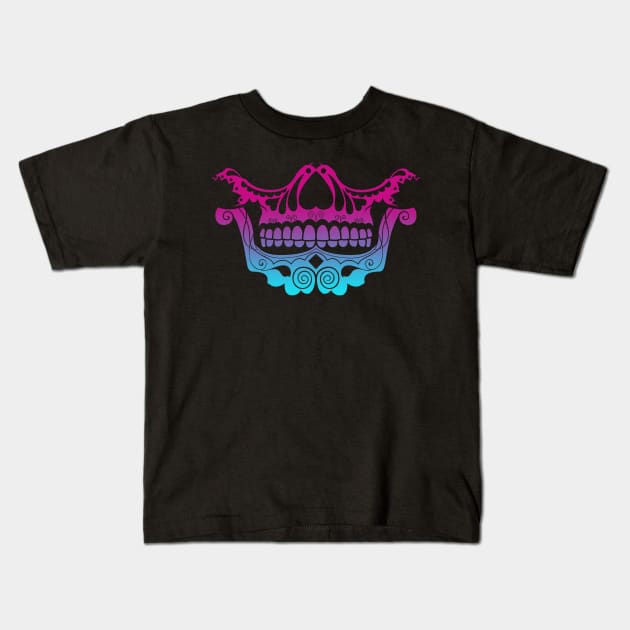 Sugar Skull Festive Nose and Jaw Vaporwave Kids T-Shirt by aaallsmiles